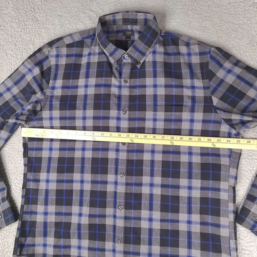 J. Crew Shirt Mens XL Gray‎ Black Blue Button Down Long Sleeve Preppy Casual